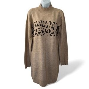 Hem &‎ Thread Anthropologie Animal Print Sweater Dress Medium NWT